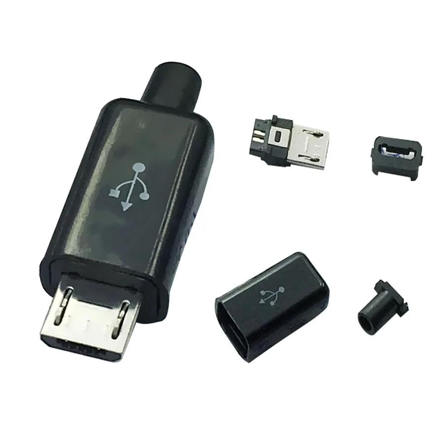 100 комплектов сделай сам Micro USB Тип B папа 5 контактов 4 шт. в сборе разъем