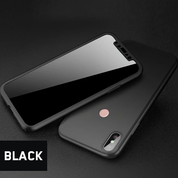 Black Case 360 градусов Полная защита противоударный жесткий чехол для Xiaomi 8 6X чехол Redmi 5 Plus 6 6A 6 Pro Note 5A Prime S2 чехол s оболочка Coque - Цвет: Black Case