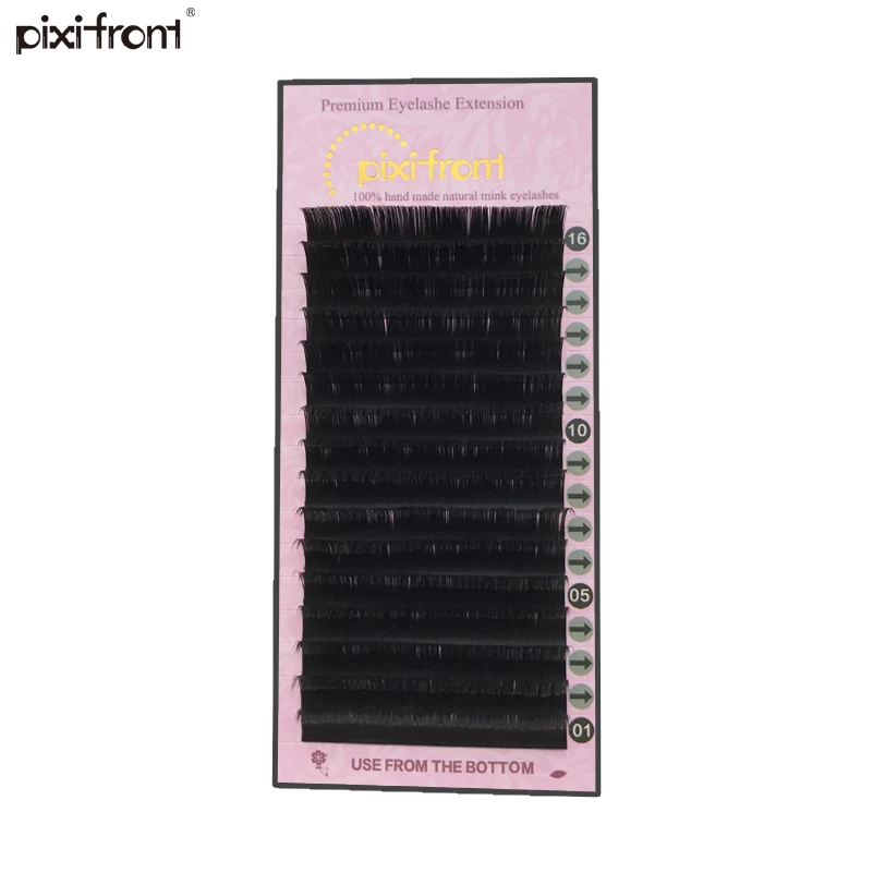 PIXIFRONT 16Rows Ellipse Flat False Eyelash Extensions Soft Roots Split Tips individual false mink lashes | Красота и здоровье