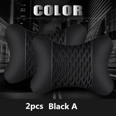 2pcs black A 2 шт. кожаное Сетчатое автомобильное сиденье для шеи Защита талии набор Безопасность авто подголовник поясничная поддержка подушка для отдыха подушки дышащие - Цвет: 2pcs black A