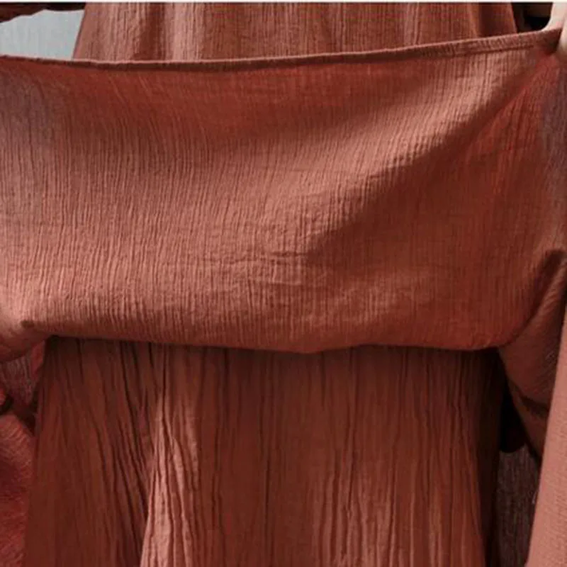 Новинка 2017 весенне-осеннее винтажное платье-макси из хлопка и льна женское