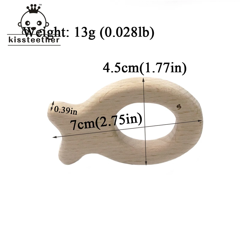 Mordedor org&aacute;nico de madera de haya Natural para beb&eacute;, elefante, p&aacute;jaro, pez, ping&uuml;ino, juguetes cortados a mano, regalo-4