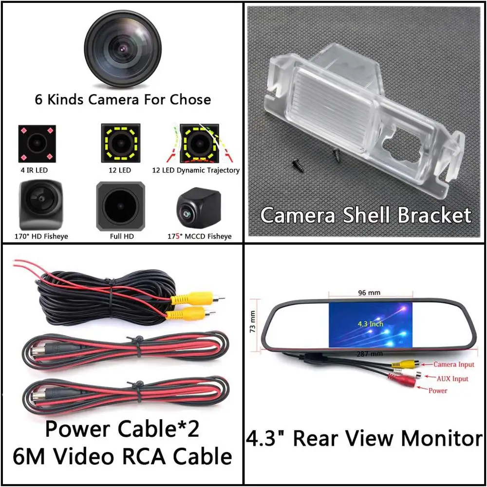 Camera 4.3 Mirror 175 градусов 1080 P рыбий глаз камера заднего вида для hyundai I10 I20 I30 rohans Solaris Genesis Coupe Elantra Verna Car - Название цвета: Camera 4.3 Mirror