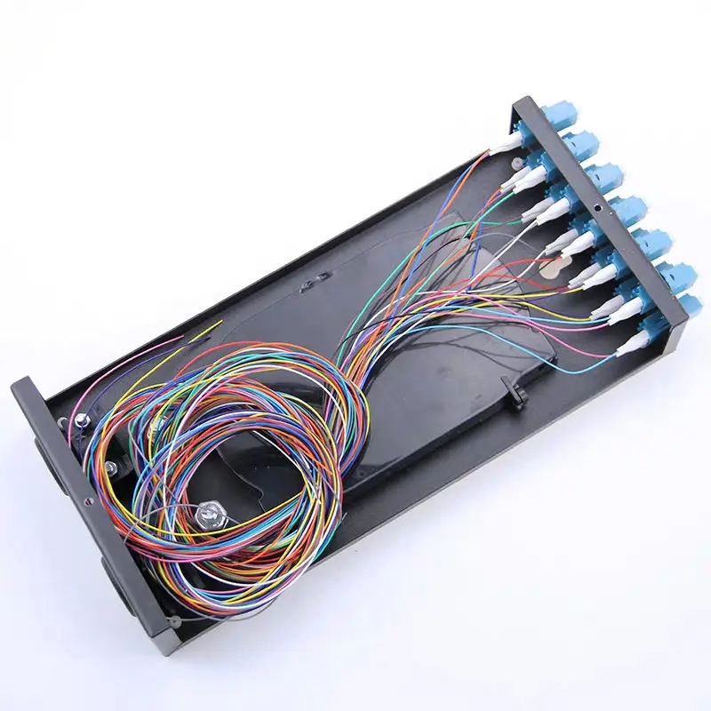 24 core fiber optic termination box fully installed LC pigtail&adapter SPCC 12 ports patch panel ftth distribution thickened