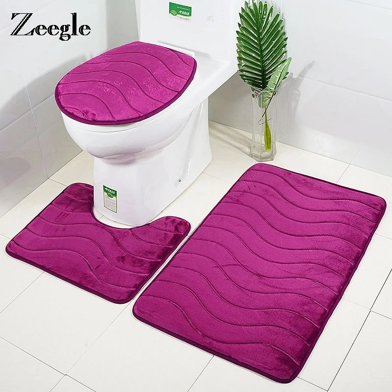 Zeegle 3D коврик для ванной с тиснением нескользящий туалета моющийся душа домашнего