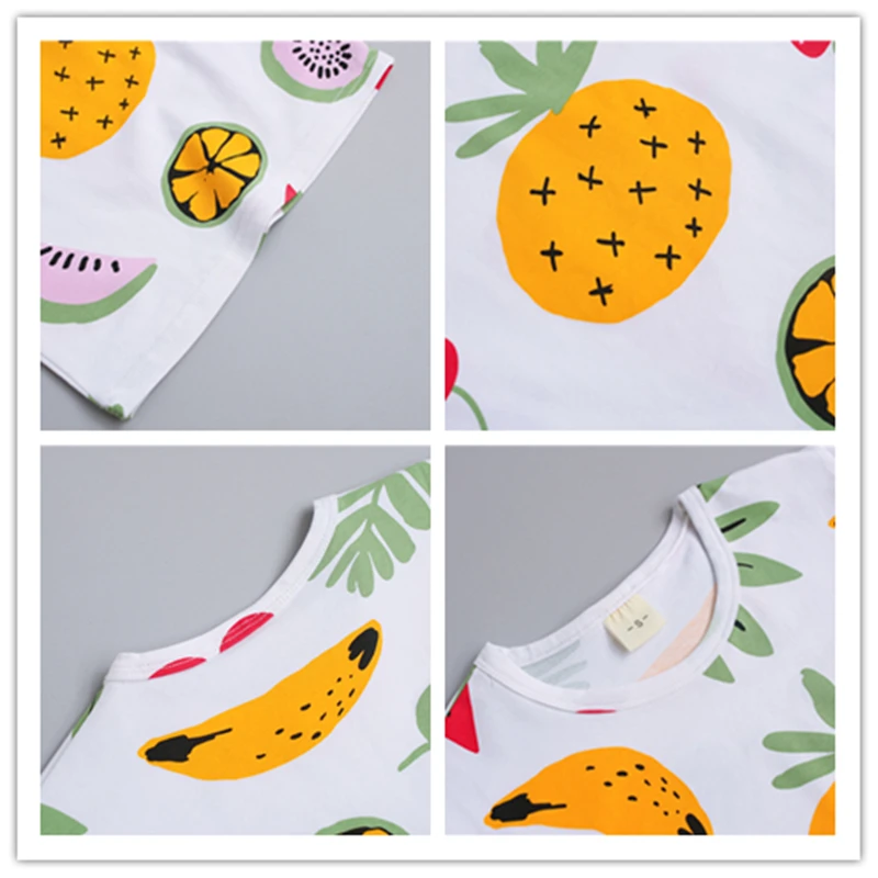 Baby Clothes Boy Girl Summer Set Cartoon Printed Fruit T-shirt + Pants 1 2 3 4 Years Costume Toddler Kids Clothing Short Sleeve | Детская