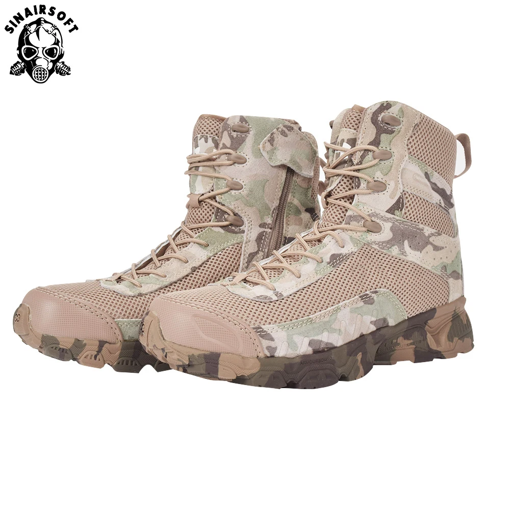 SINAIRSOFT Genuine Leather Outdoor Sport Army Men's Tactical Boots Camo Male Combat winter sneak Military Boots Hiking Shoes