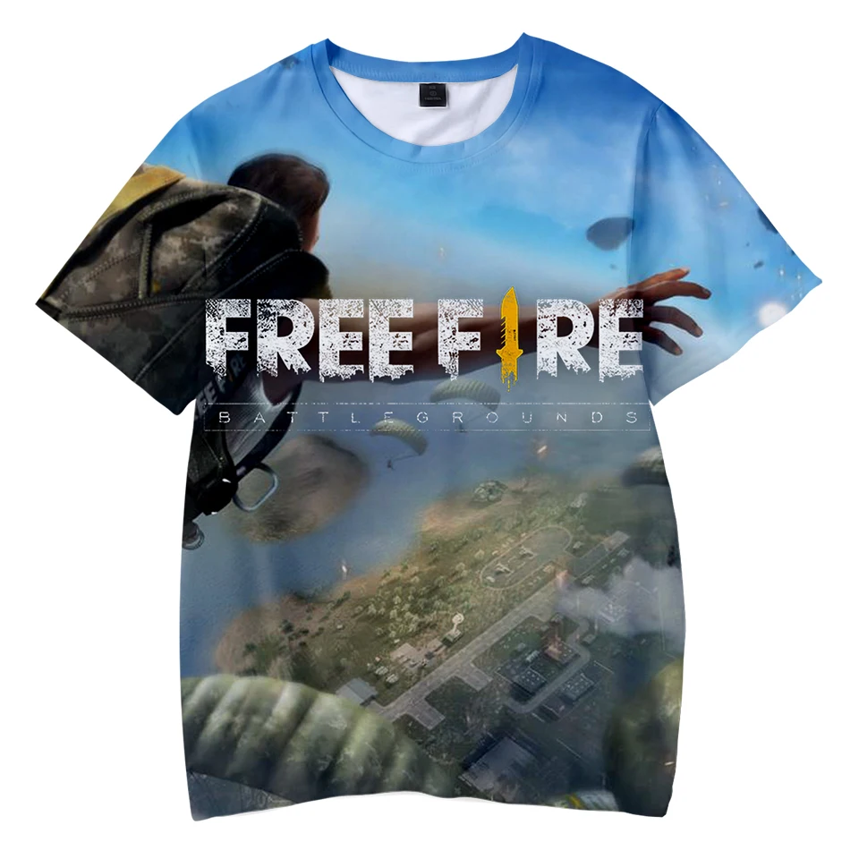 Популярные детские летние крутые футболки с 3D принтом Game Free Fire модные уличные