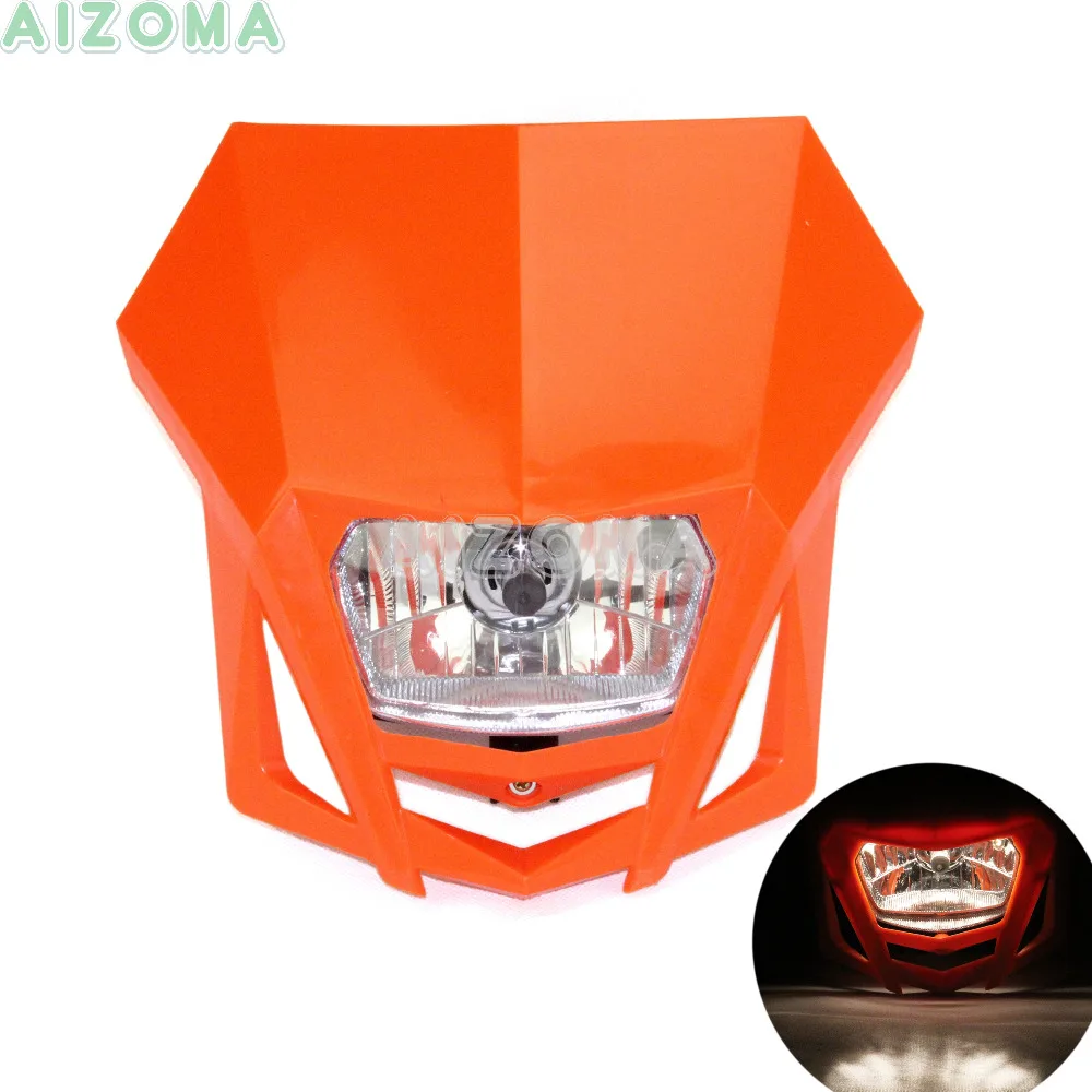 Оранжевый Мотокросс головной светильник Байк фары маска для SX EXC SMR XCF SXF XCW MXC XCF-W XC