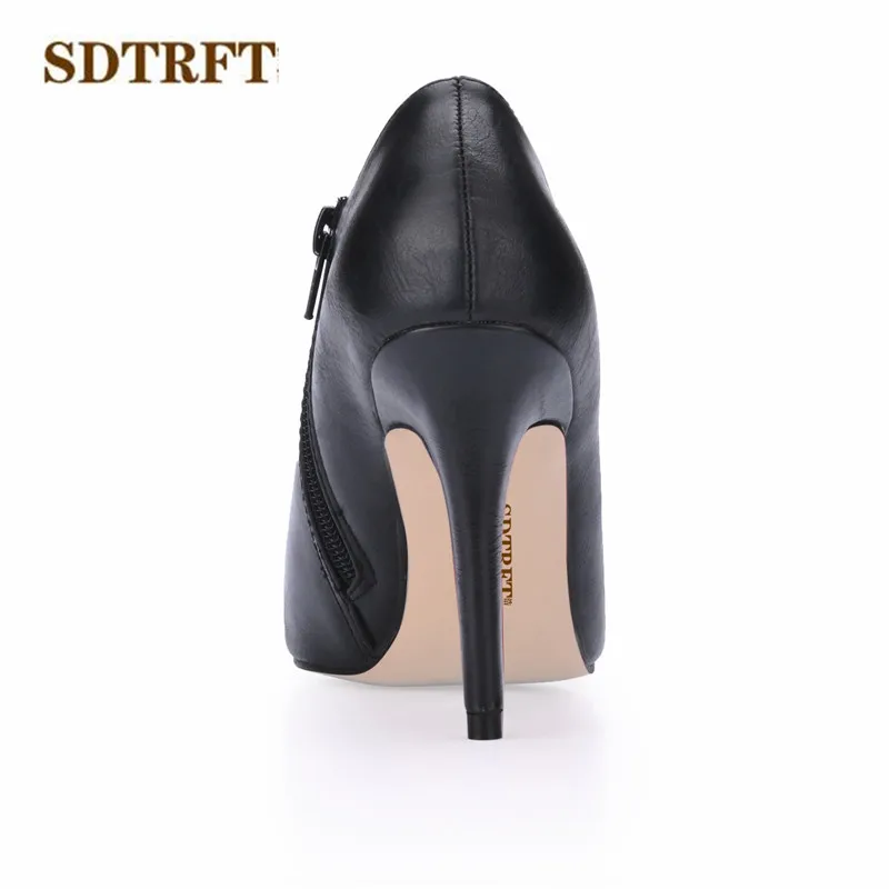 

SDTRFT Stilettos Fashion botas mujer 10cm thin heels Ankle martin boots Pointed Toe shoes Woman Party pumps Plus:35-41 42 43
