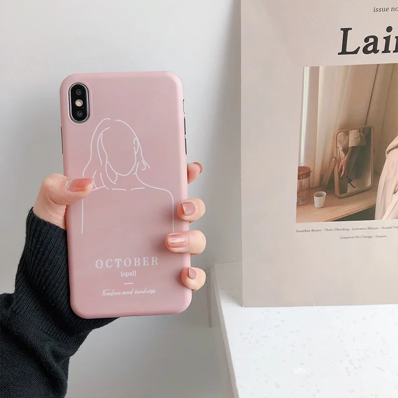 Ретро розовые абстрактные в Корейском стиле для девочек чехол iPhone X Xs XR XSmax 7 плюс 6