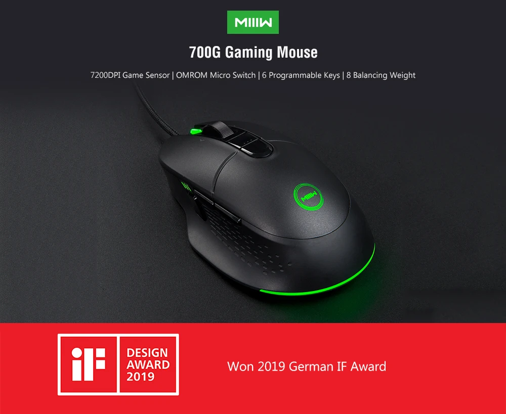 Xiaomi Miiiw 700G Проводная игровая мышь USB 6 программируемых кнопок 7200 dpi цветная RGB с подсветкой компьютерная игровая мышь для геймера