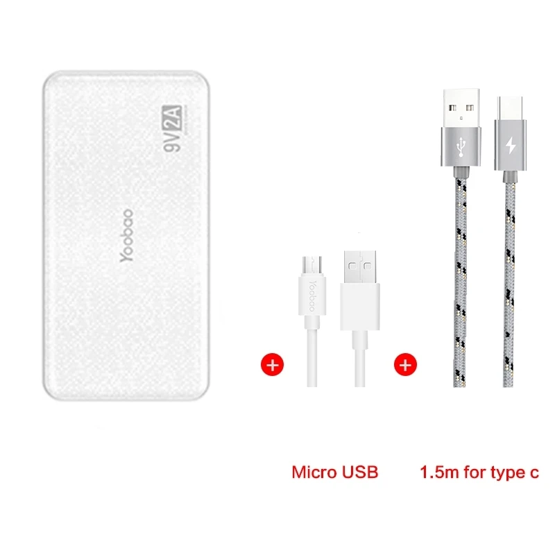 white type-c Yoobao Quick Charge power Bank для Xiaomi Mi 12000 mAh QC 2,0 Pover Bank 9V 2A портативное зарядное устройство Внешняя батарея для huawei P8 - Цвет: white type-c