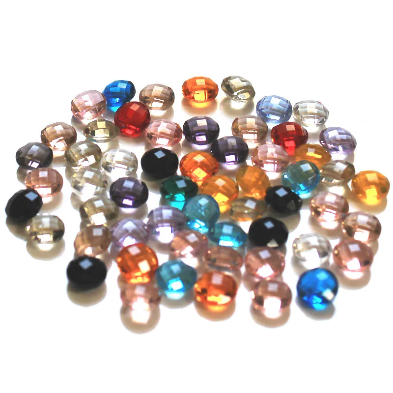 StreBelle AAA NO hole 8mm faceted round button shape glass crystal glue-on necklace accessories for fashion DIY beads 60pcs/Bag | Украшения