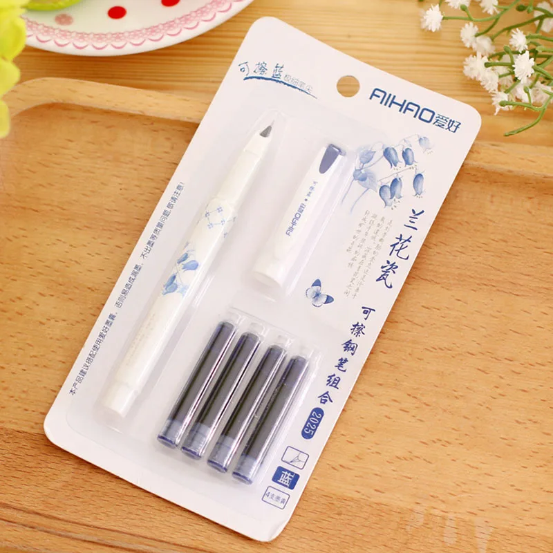 Милые кавайные фарфоровые с орхидеями пластиковая стираемая перьевая ручка