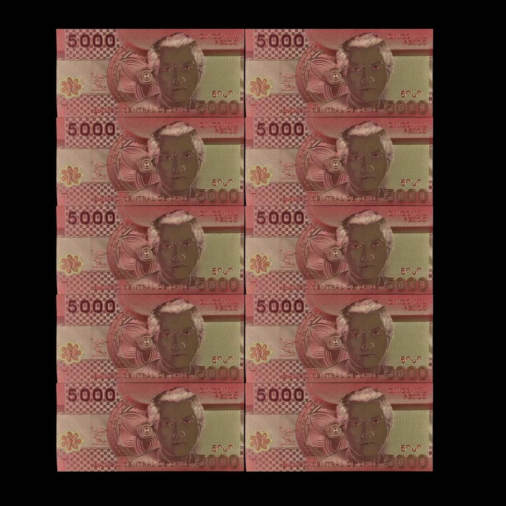 10pcs/lot New Products 2019 Chile 5000 Peso Gold Banknote Colorful World for Souvenirs Golden Bank Notes | Дом и сад