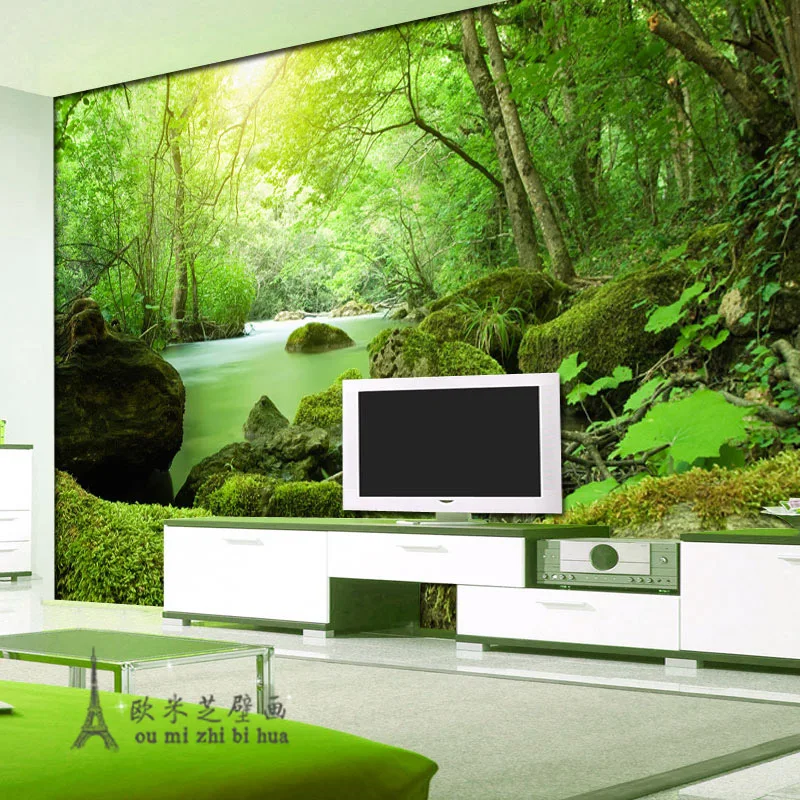 3D обои для спальни гостиной на стену вокруг телевизора над диваном|wallpaper bedroom|papel de