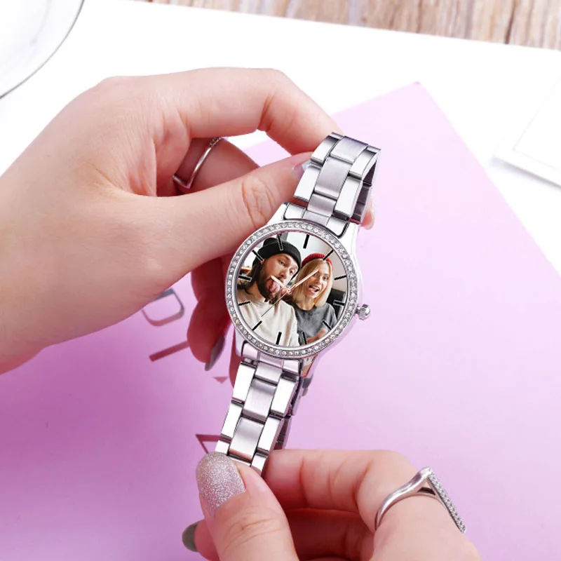 

A3319 custom photo watch Print with your own Photos Women Luxury wrist watches Rhinestone diamend decorated girl friend gift