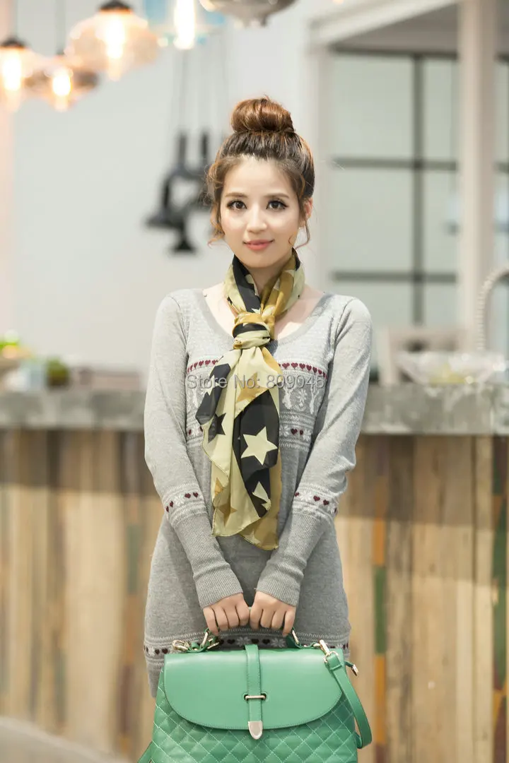 Модный Шелковый шарф шифоновая шаль длинный для женщин большой с узором в виде