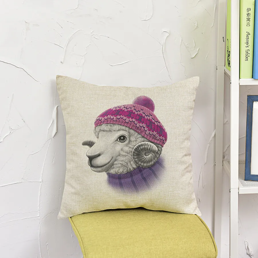 Животное птица Лось кролик подушка рисунок Альпака тканая хлопчатобумажная