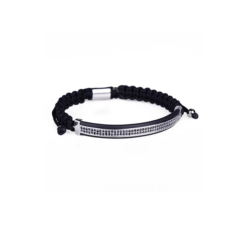 Long Tube Silver Новинка, роскошный мужской браслет, ювелирное изделие, корона, шарм, 6 мм, микро, Pave CZ Ball, макраме, браслеты, Pulseira Masculina, праздничные подарки - Окраска металла: Long Tube Silver