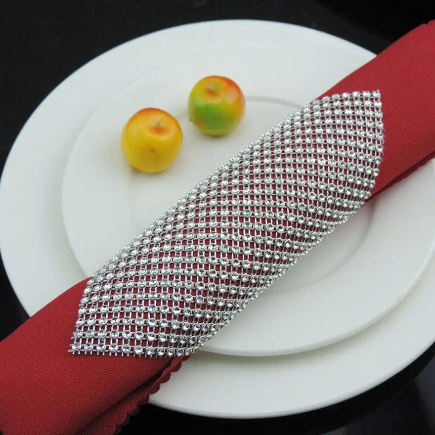 10 шт. серебряные бриллиантовые сетчатые кольца для салфеток | Дом и сад