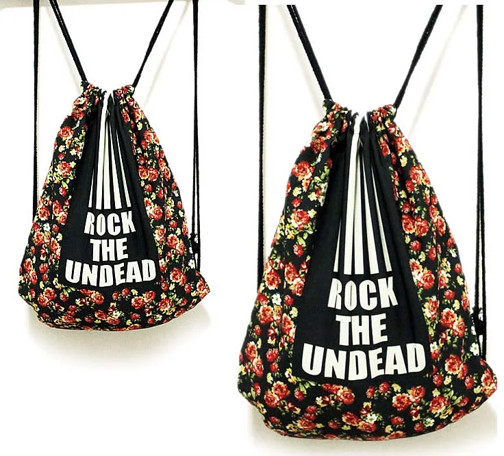 Hot ! Backpacks Floral Printed School Bags Girl Canvas Vintage Original Woman Drawstring Travel Softback Graffiti Backpack | Багаж и сумки