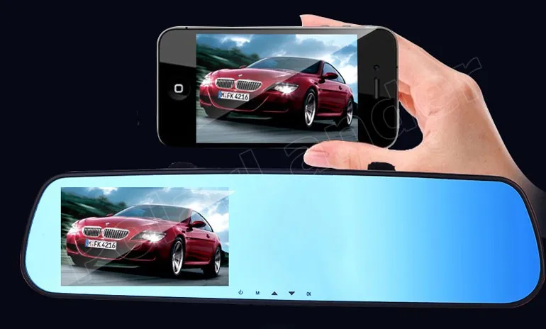 

best selling Auto Navigator Registrator Car DVR Blue Review Mirror Digital Video Recorder Camcorder 4.3" LCD free shipping