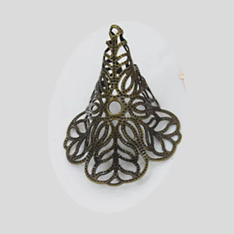 Antique bronze 10 шт Большой филигранный цветок полый конец колпачки подходят свободные бусины винтажный кулон посеребренный DIY Шарм соединители фурнитура для украшений - Цвет: Antique bronze