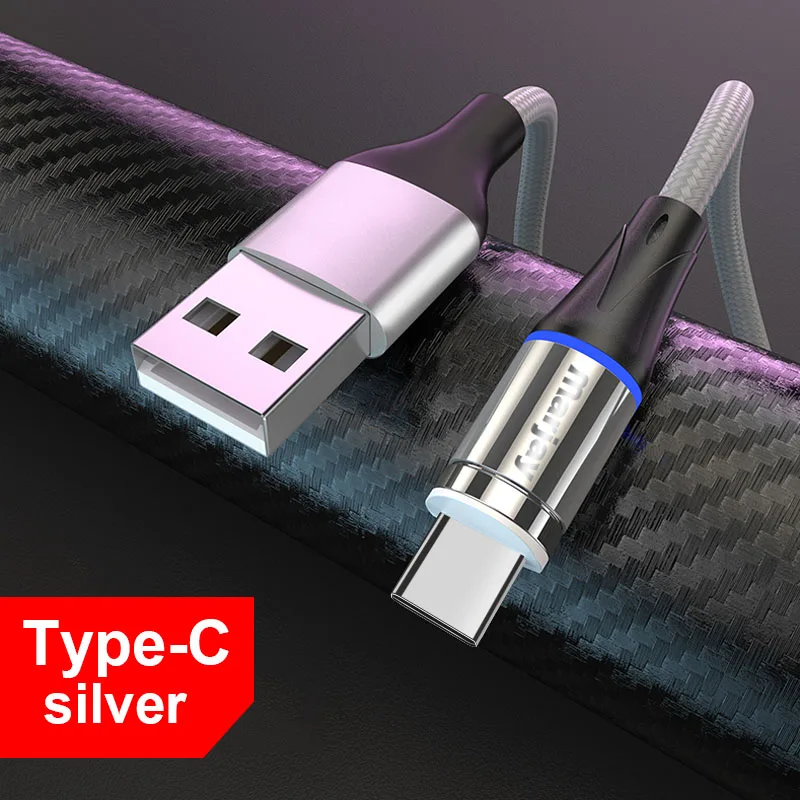 Silver For Type C Магнитный Micro USB кабель Marjay для iphone, samsung, Xiaomi, usb type C, 3A, быстрая зарядка, магнитное зарядное устройство, адаптер, кабели для мобильных телефонов - Цвет: Silver For Type C