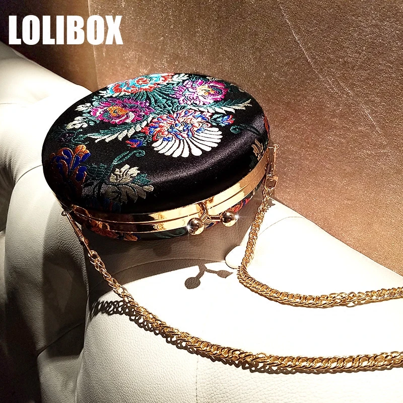LOLIBOX женские сумки на плечо с цепочкой атласная вышитая винтажная Женская