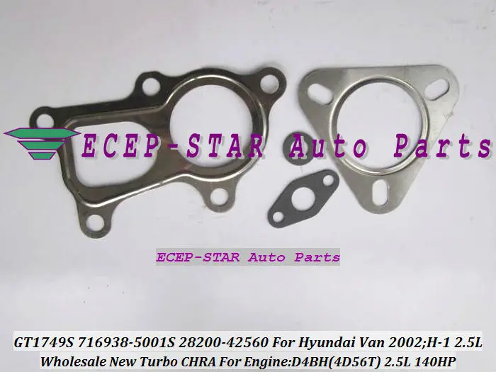 GT1749S 716938-5001S 716938-0001 28200-42560 716938 Турбокомпрессор Для HYUNDAI Starex Van H-1 2002-D4BH 4D56T 2.5L 140HP |