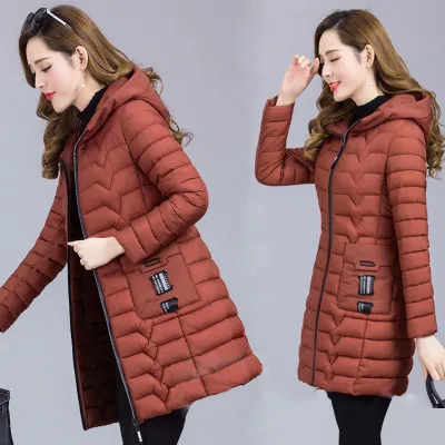 Caramel colour. Winter Woman Fashion Duck Down Jacket Autumn New Plus Size Long Women Parka Thick Warm Down Jacket Hooded Ladies Coats 6XL - Цвет: Caramel colour.