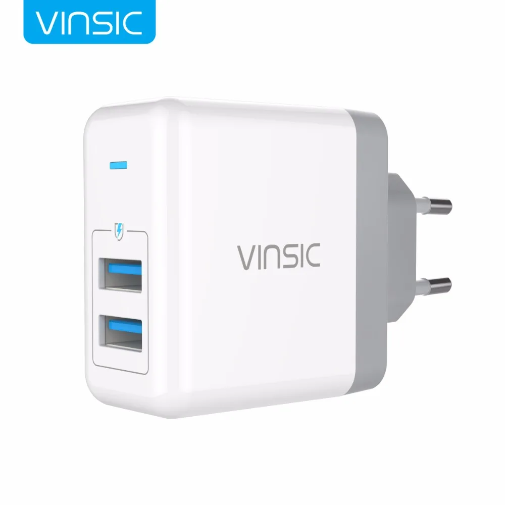 Vinsic Dual USB зарядное устройство для телефона 5 В/4.8A настенное портативное умное iphone 8