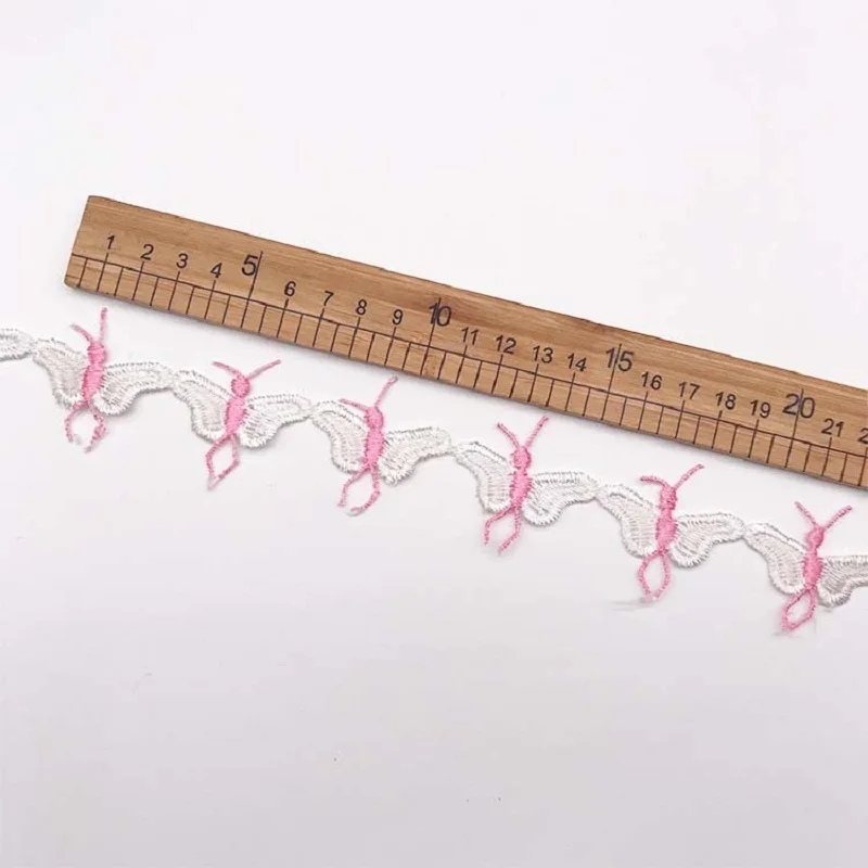 2 ярдов разноцветные бабочки Цветы аппликация с кружевной отделкой обрезки ленты