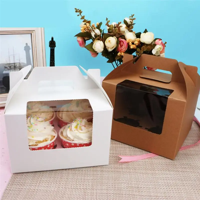 10PCS Large Capacity Solid Color Cupcake Box Creative Multipurpose Paper Cake Box Candy Biscuit Bags Party Gift For Guests Kids