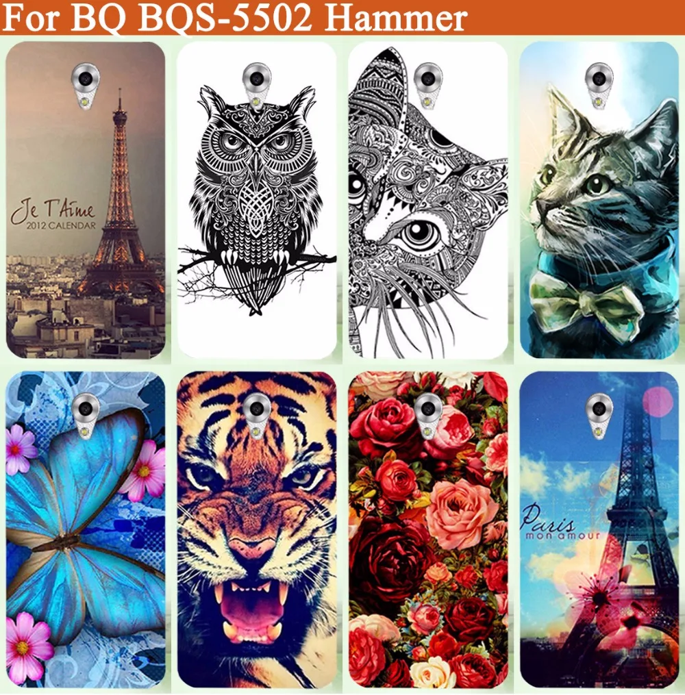Модный мягкий чехол для BQ BQS 5502 Hammer Тигр филин роза рисунок задняя крышка Hammer/5 5