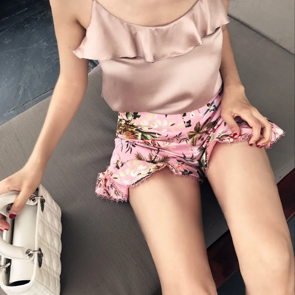 Женские шорты с высокой талией и цветочным принтом Tropicale | Женская одежда