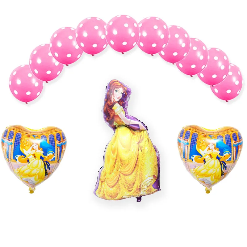 13pc pink set belle 13 шт./лот набор воздушных шаров Рапунцель включает латексный шар и 18 дюймовый круглый фольгированный шар принцессы Рапунцель для девочек на день рождения - Цвет: 13pc pink set belle