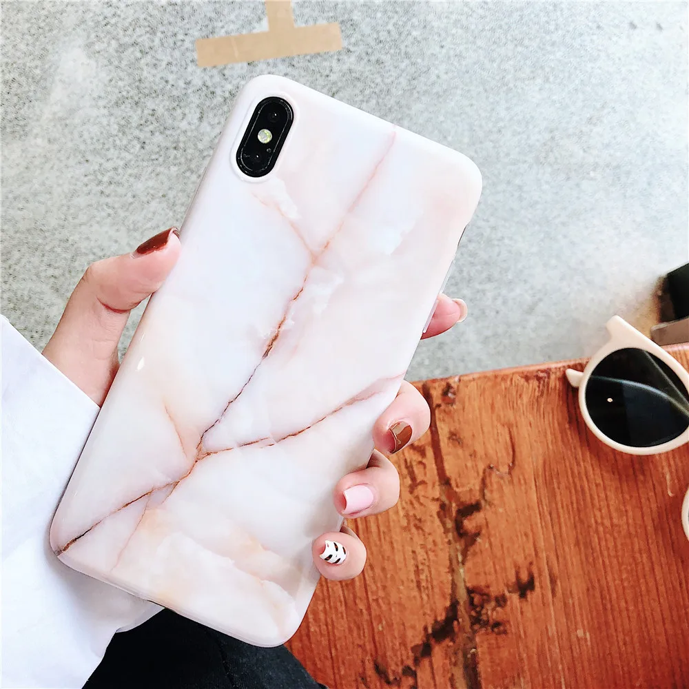 Marble Case For iPhone 7 Glitter Dream Color Jade Patterned IMD Cover 6S 6 8Plus XR X Xs Max Candy | Мобильные телефоны и