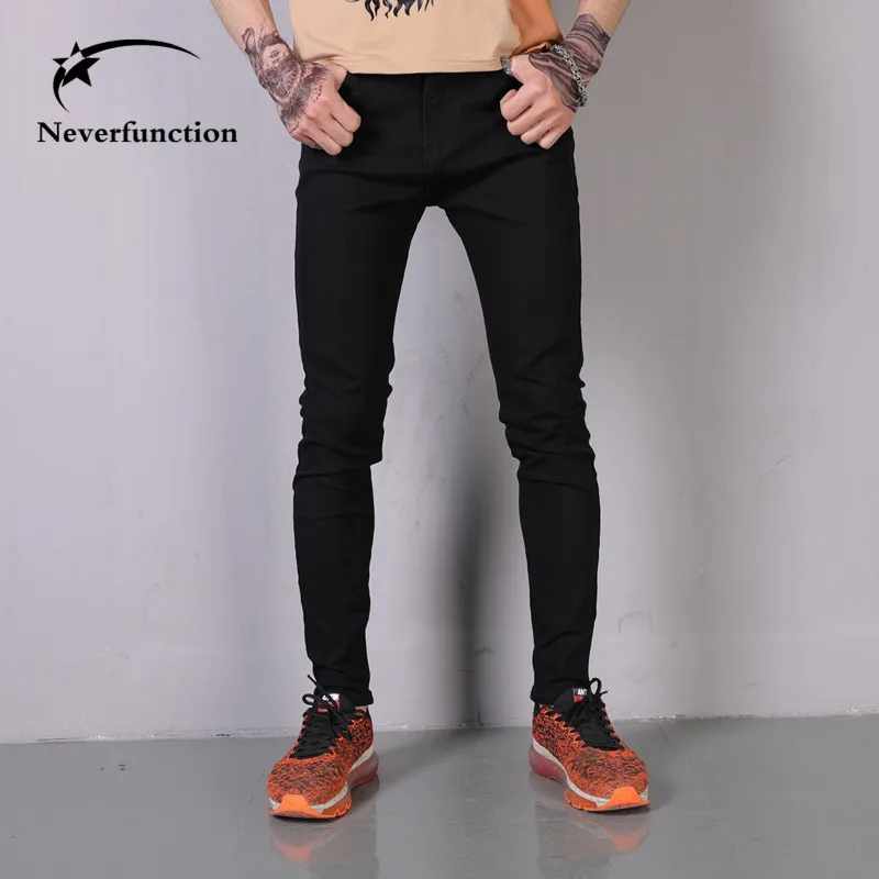 Мужские облегающие черные джинсовые брюки в стиле хип-хоп модные уличные мужские
