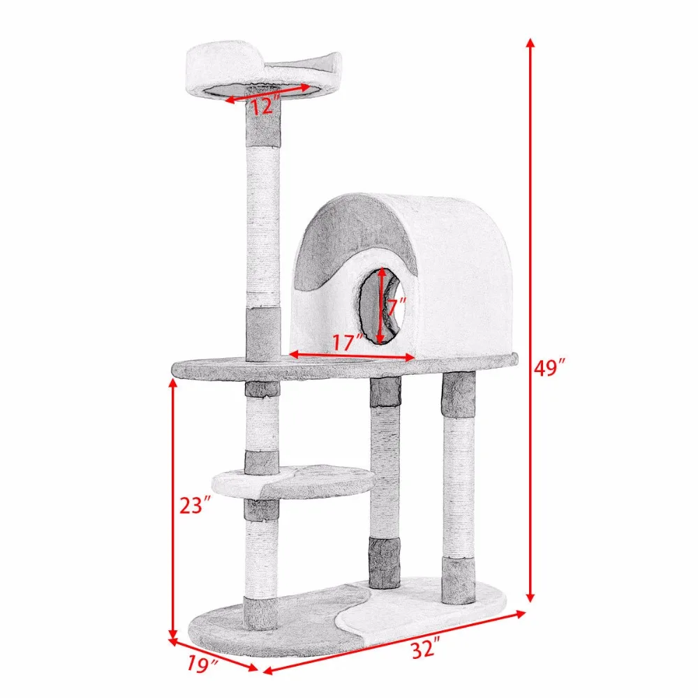 

Golpus 48" Cat Tree Kitten Activity Tower Pets Furniture Condo with Perches Wood Cat Jumping Climbing Kitty Tower Posts PS7014
