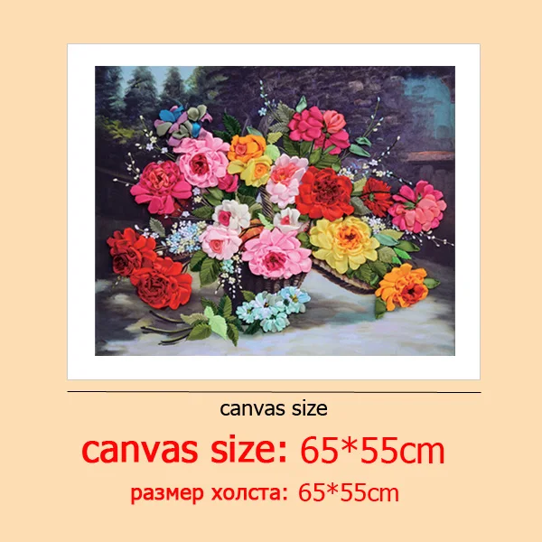 C-0244 DIY 3D Цветочная живопись, легкая Вышивка лентами для начинающих, Набор для вышивки крестиком, картины на холсте для гостиной стены, искусство шитья - Цвет: C-0244