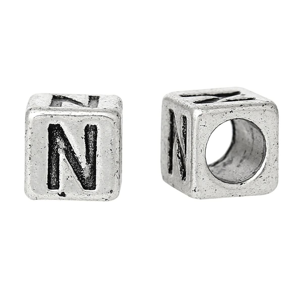 DoreenBeads 20 шт. античный серебряный Алфавит/буква &quotN&quot очаровательные бусины