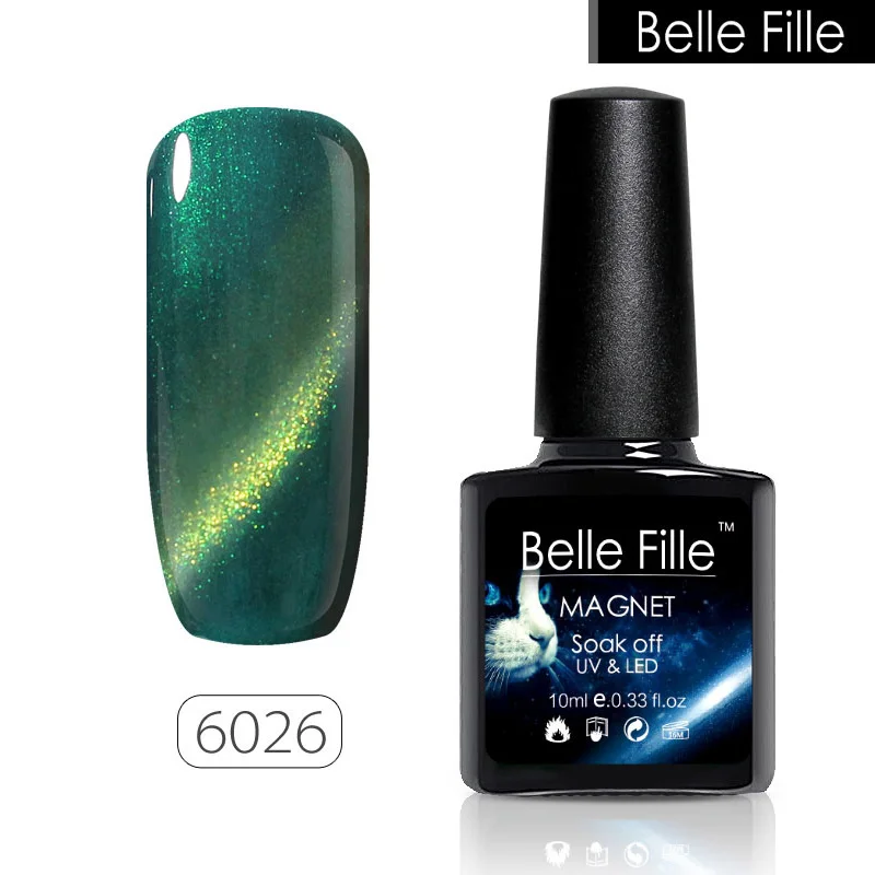 Belle FILLE Cat Eye Gel Лаки для ногтей uv гель 3D с сияющими блестками сапфир Цвет маникюр |