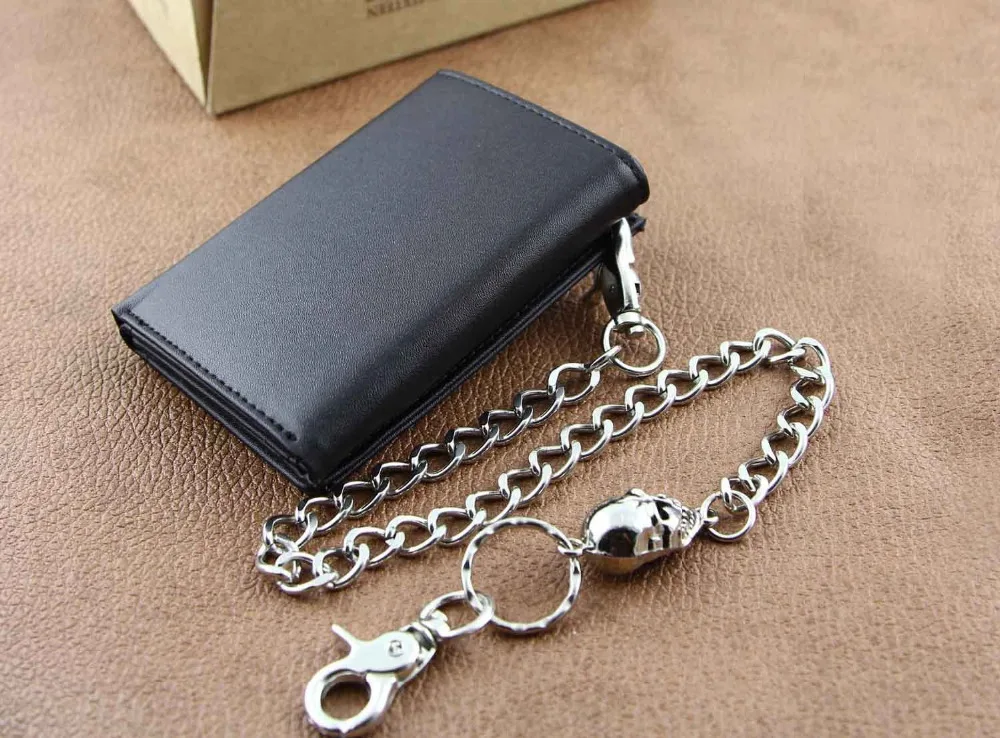 Мужской Байкерский бумажник Дальнобойщик из натуральной кожи брюки с черепом и