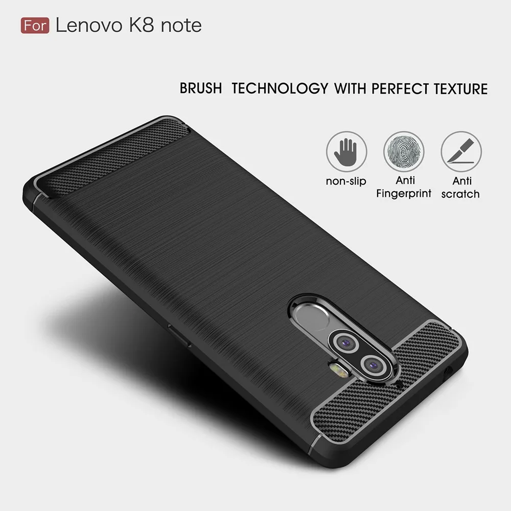 Чехол для телефона Lenovo K8 Note из углеродного волокна Мягкий ТПУ силиконовый