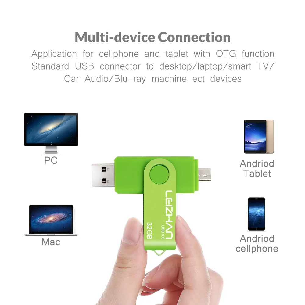 Флэш-накопитель LEIZHAN с изображением телефона 128 ГБ 64 32 16 8 Micro USB 3 0 флэш-накопитель