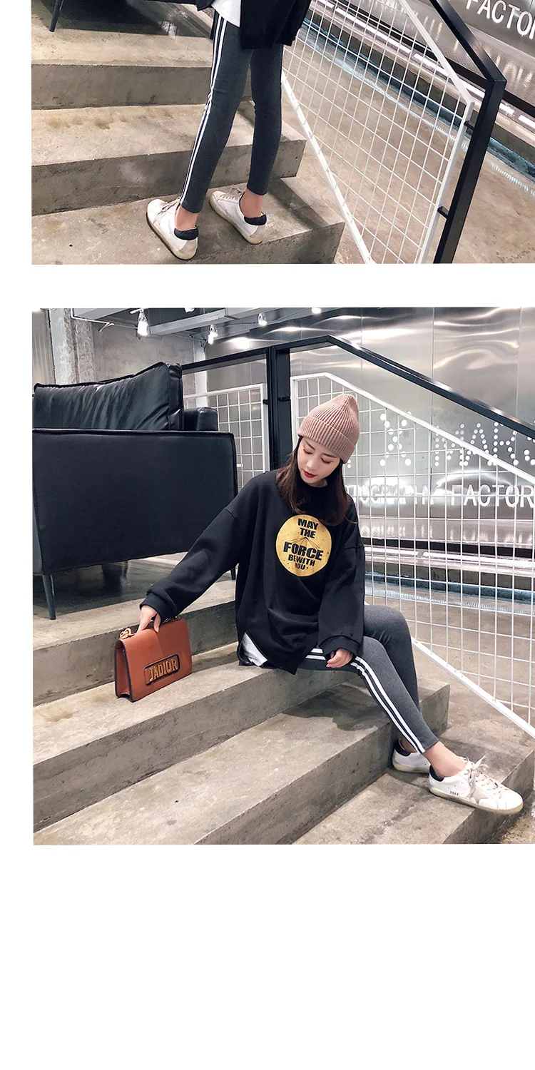 Milinsus женские толстовки осень-зима с буквенным принтом новые корейские Kpop Свободные толстовки средней длины с круглым воротником
