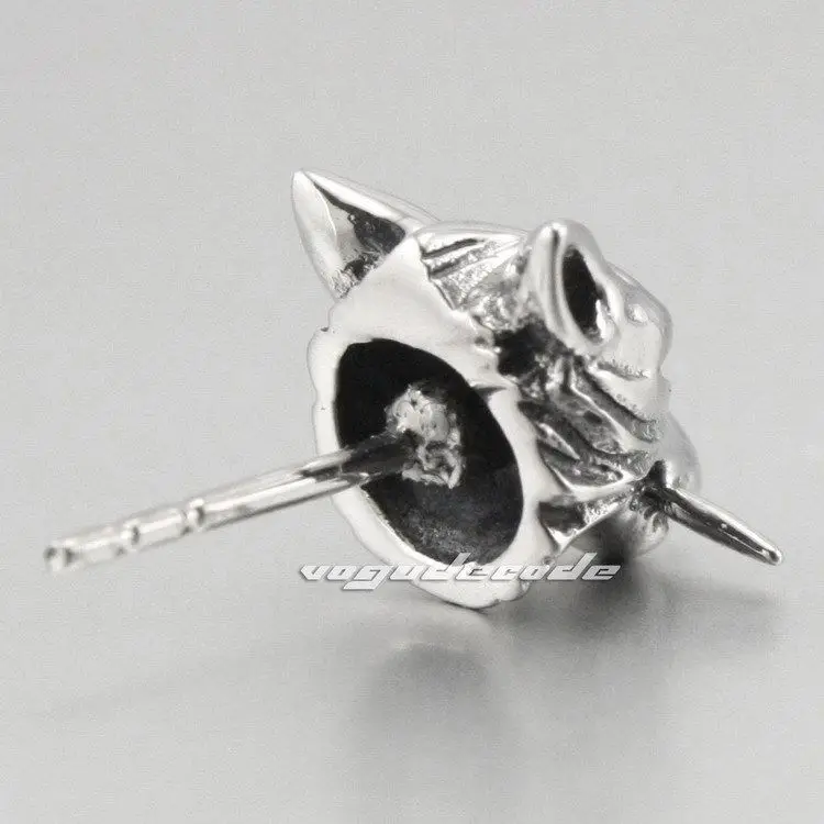 Крутые мужские серьги гвоздики из нержавеющей стали 316L с волком G003(2 шт.)|earrings